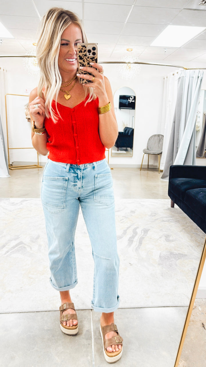 Zola Tank Top-Red