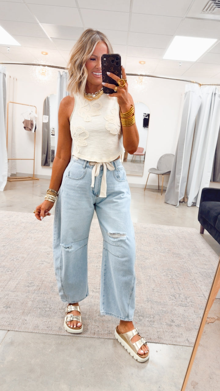 Sweet Stitch Tank-Cream