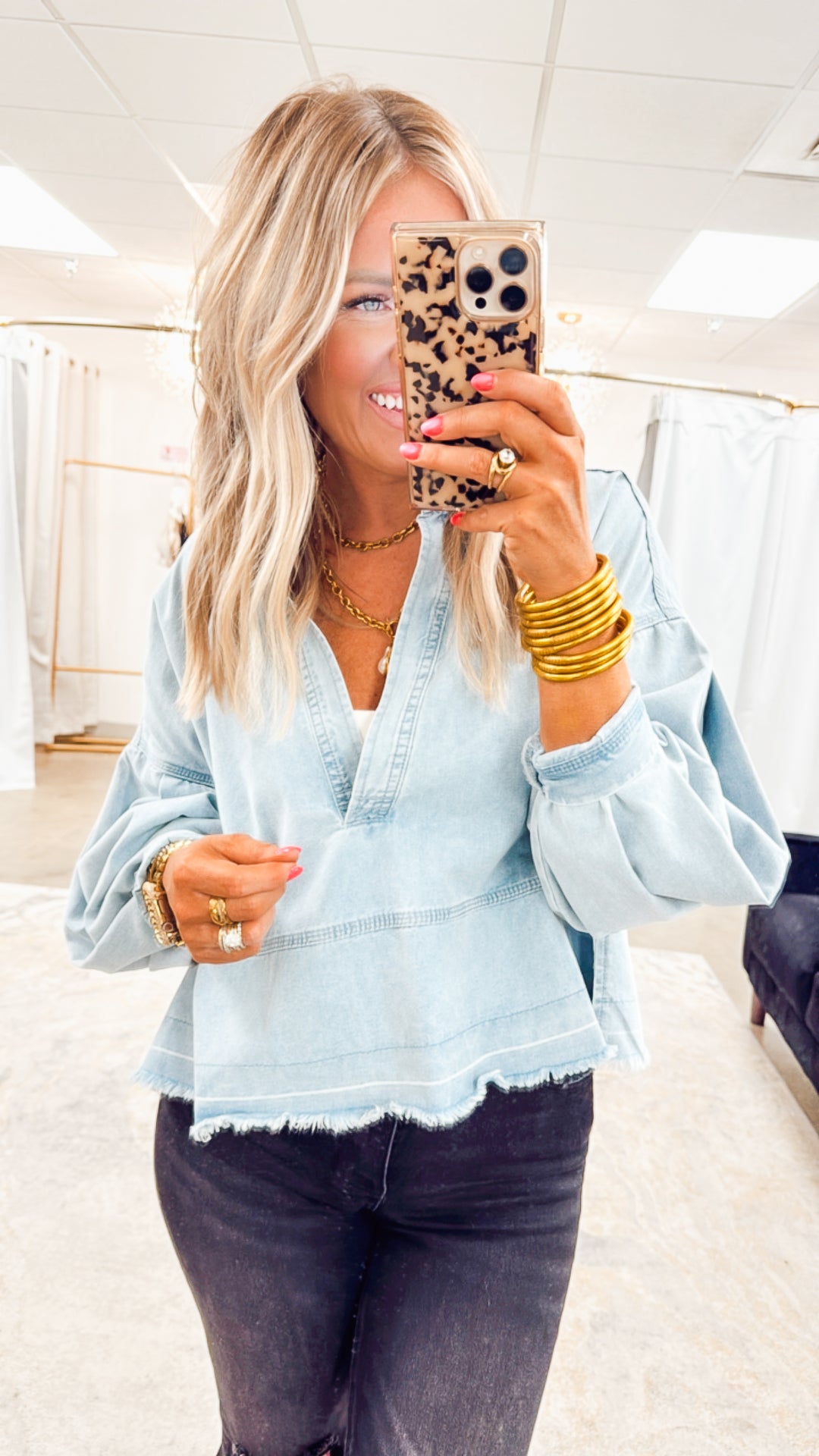 Avery Mineral Wash Denim Top