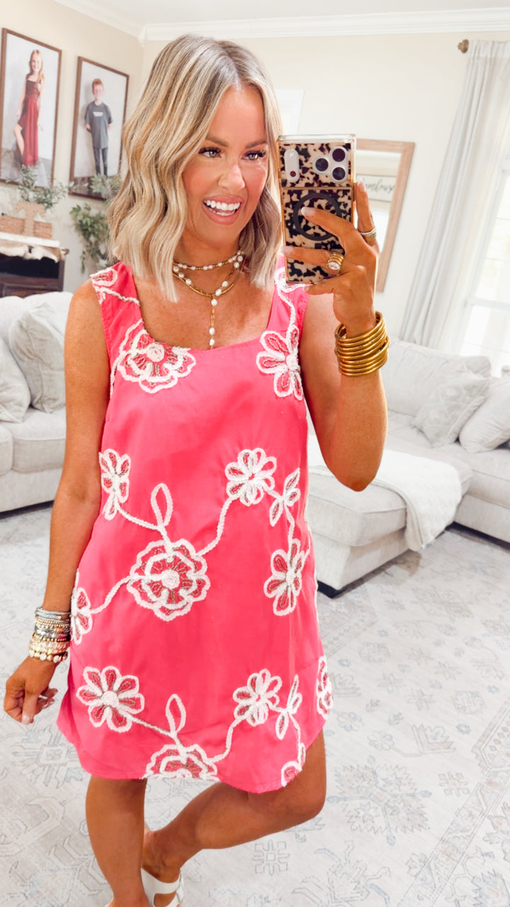 Petal Pop Mini Dress-Pink/White