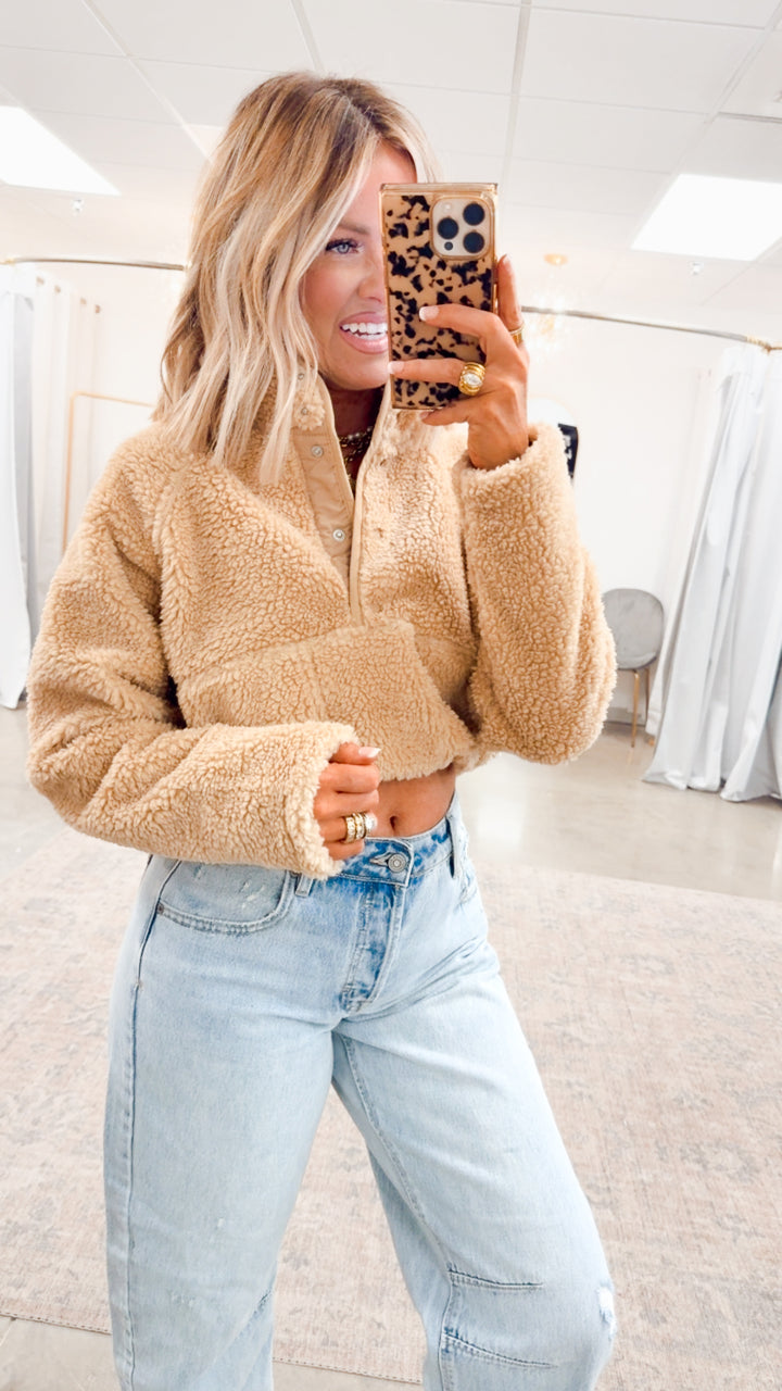 Plush Sherpa Jacket-Beige