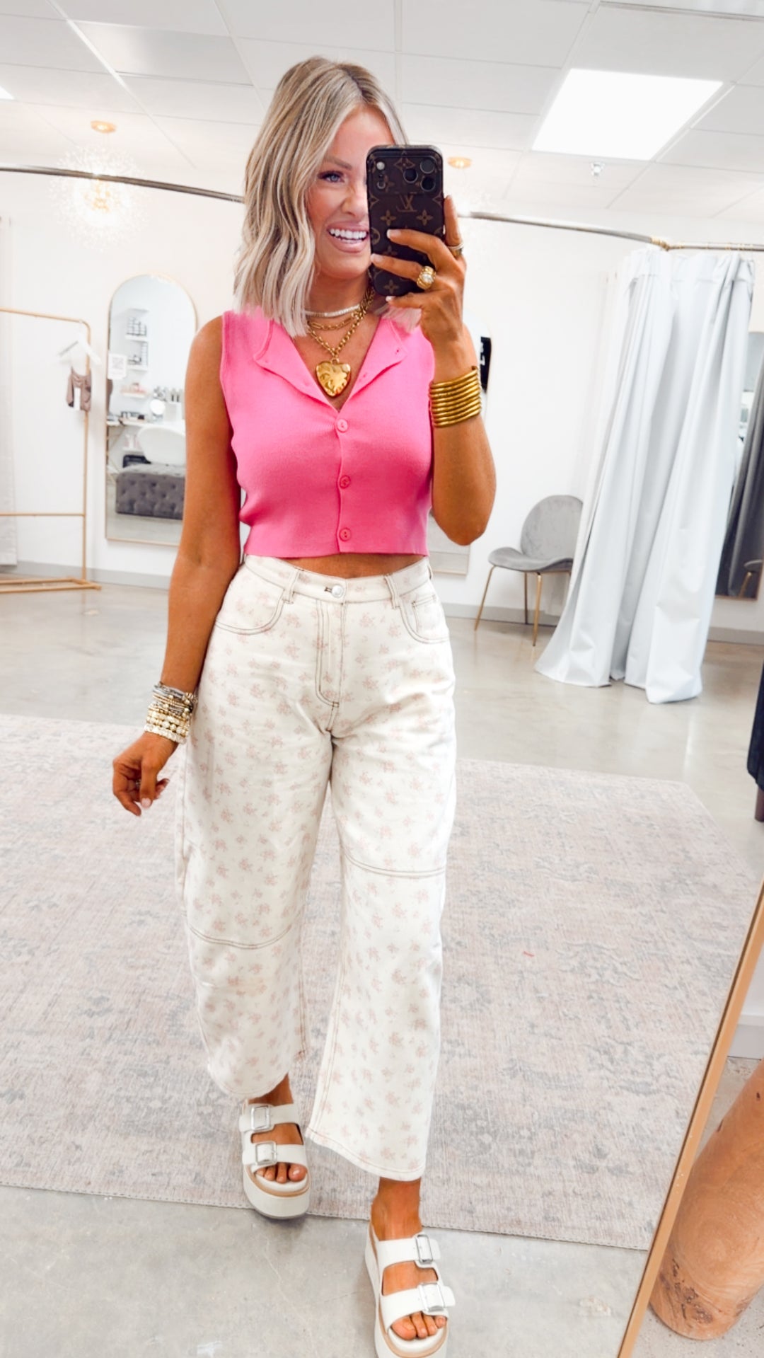 Mia Sleeveless Top-Pink