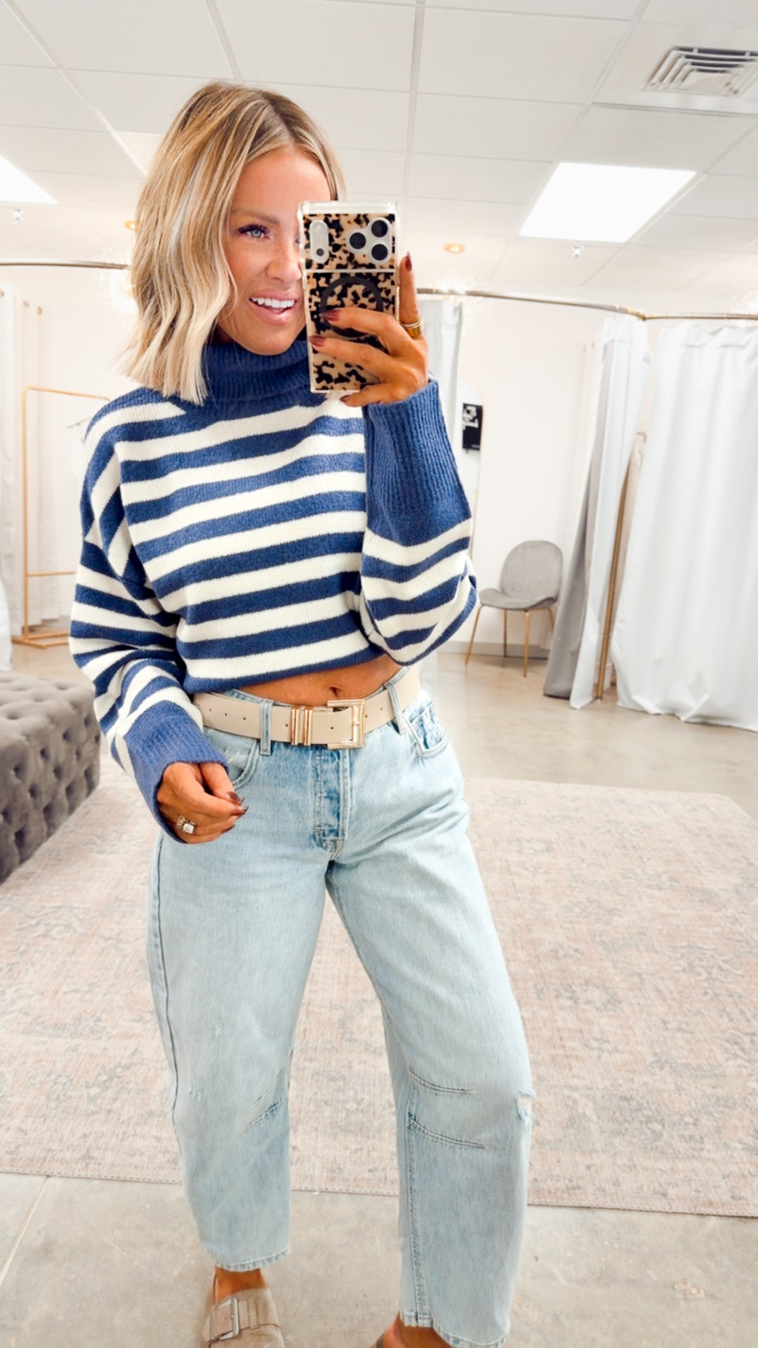 The Suri Sweater-Indigo/Cream