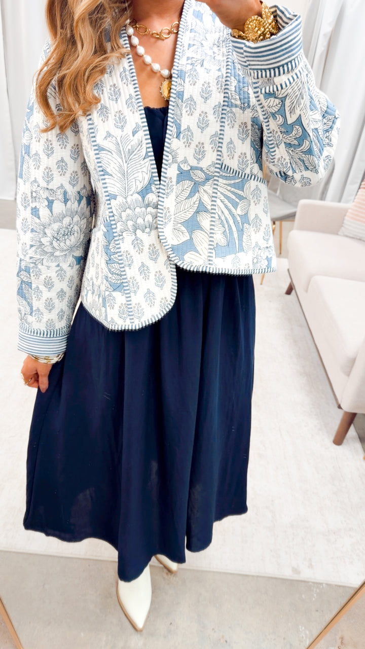 The Sailor’s Knot Midi Dress-Navy