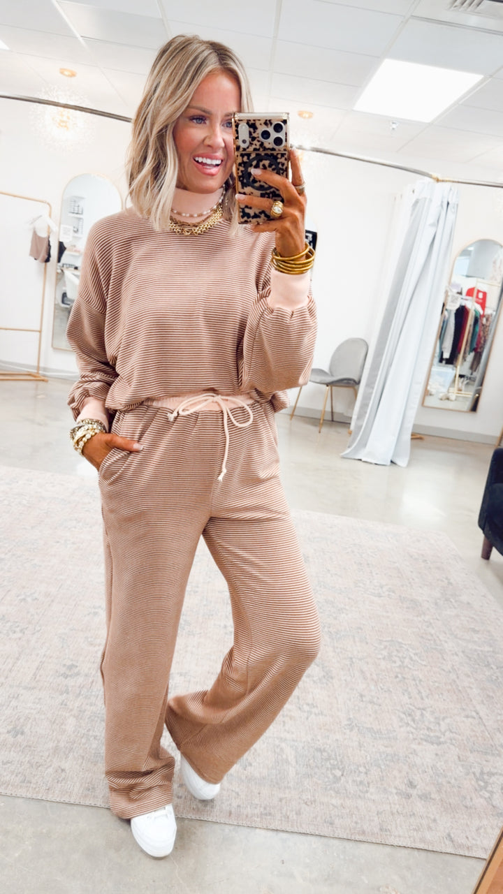 Kourtney Stripe Lounge Set-Rust