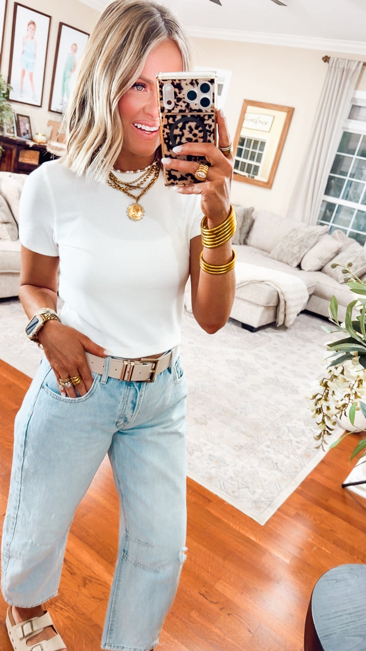 The Just Right Ribbed Tee-Ivory