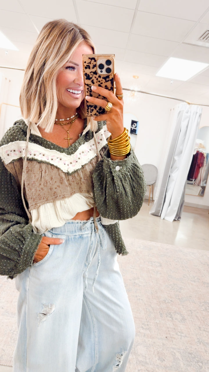 All Retro Hoodie Top-Olive