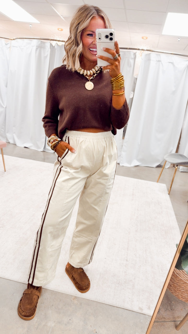 The Sidekick Pants-Cream/Chocolate