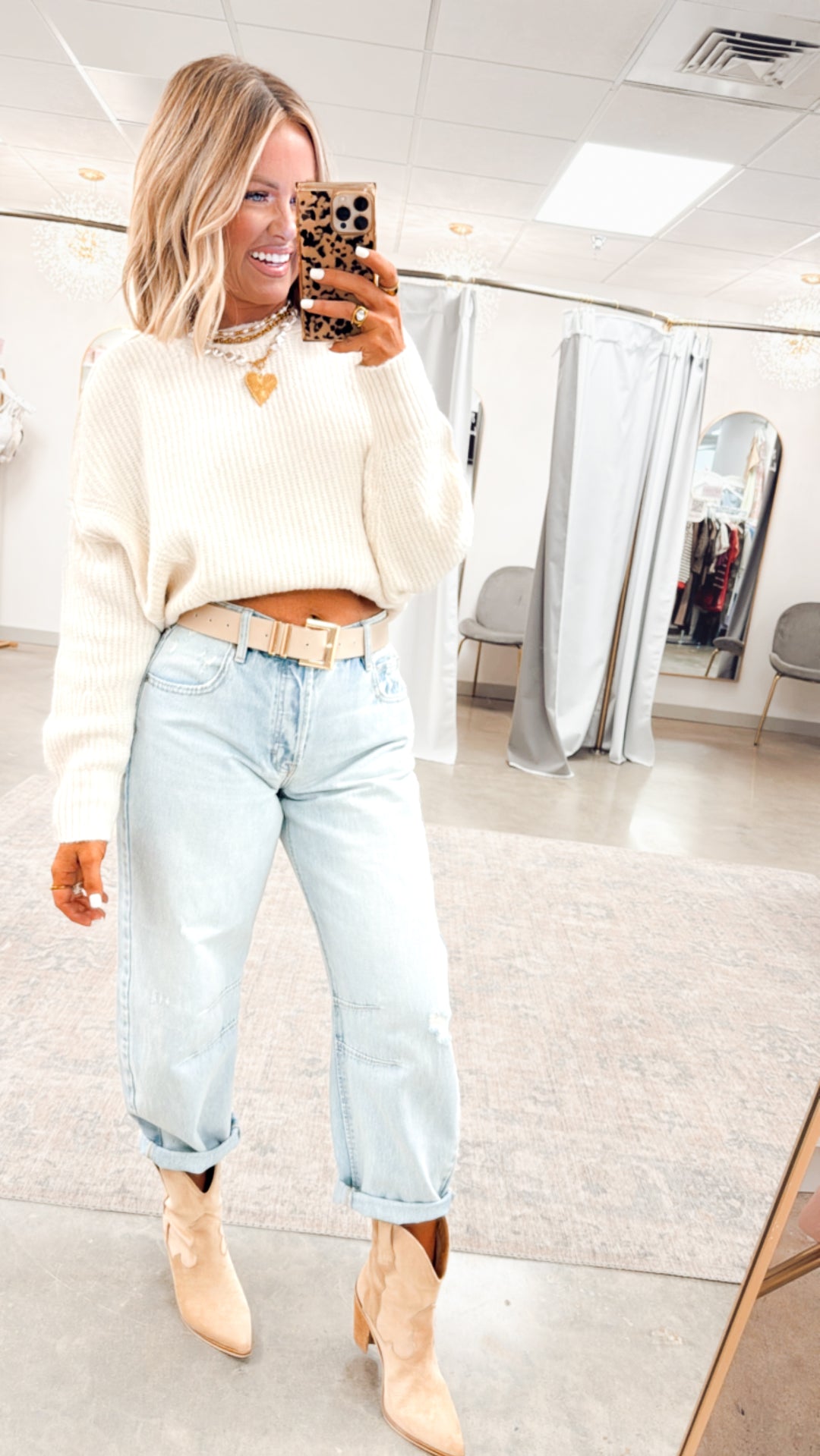 Ainsley Fitted Hem Sweater-Whip Cream