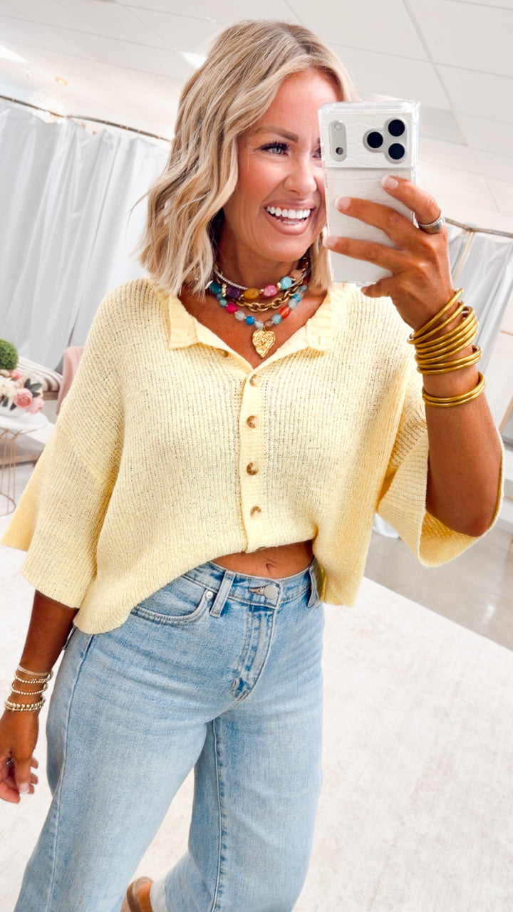 The Brandi Button Down Cardigan-Yellow