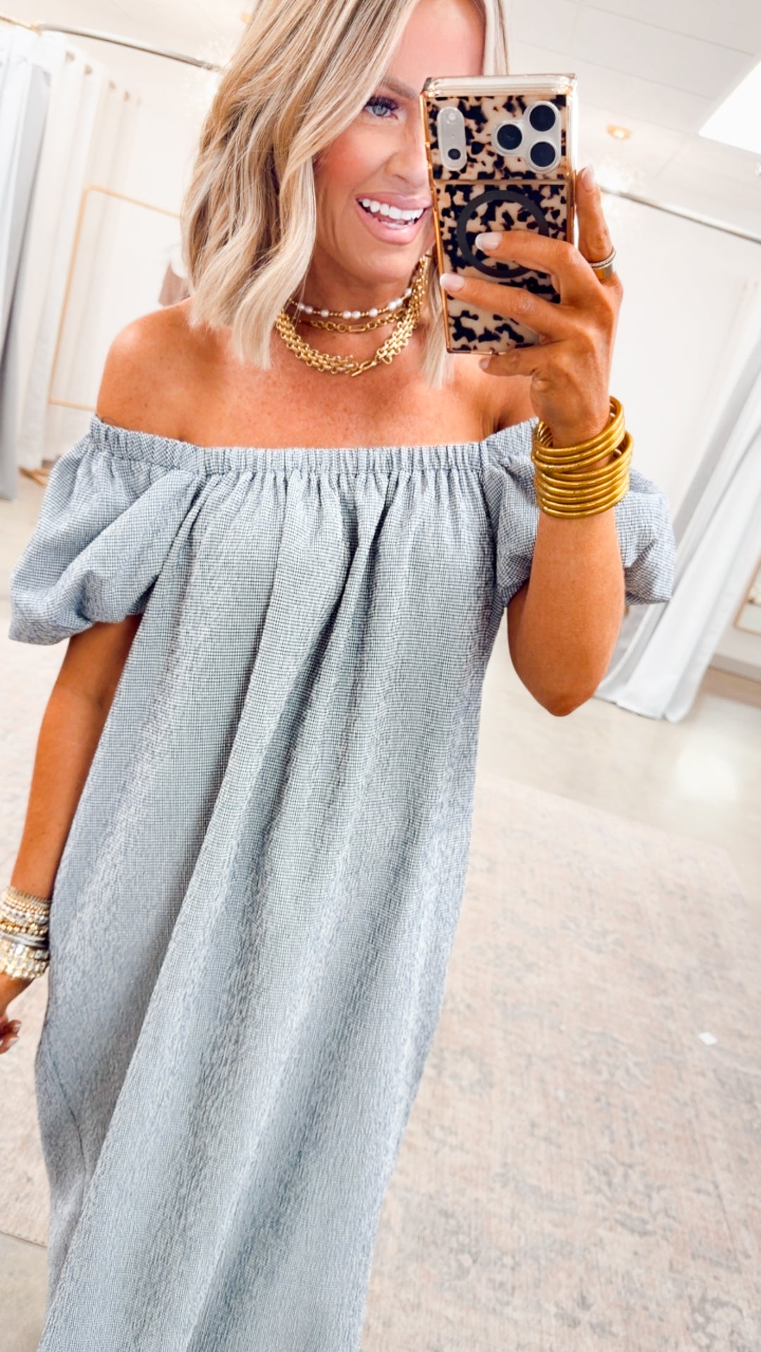 Coastal Gingham Midi Dress