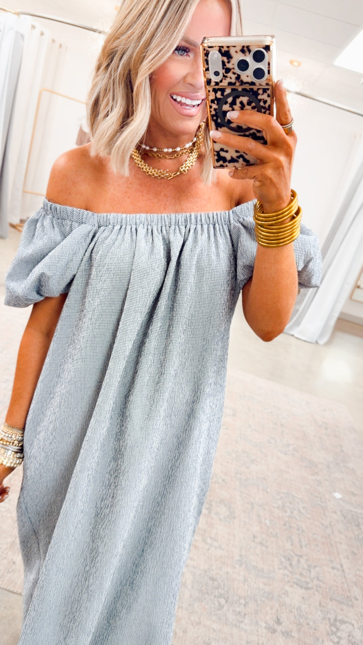 Coastal Gingham Midi Dress