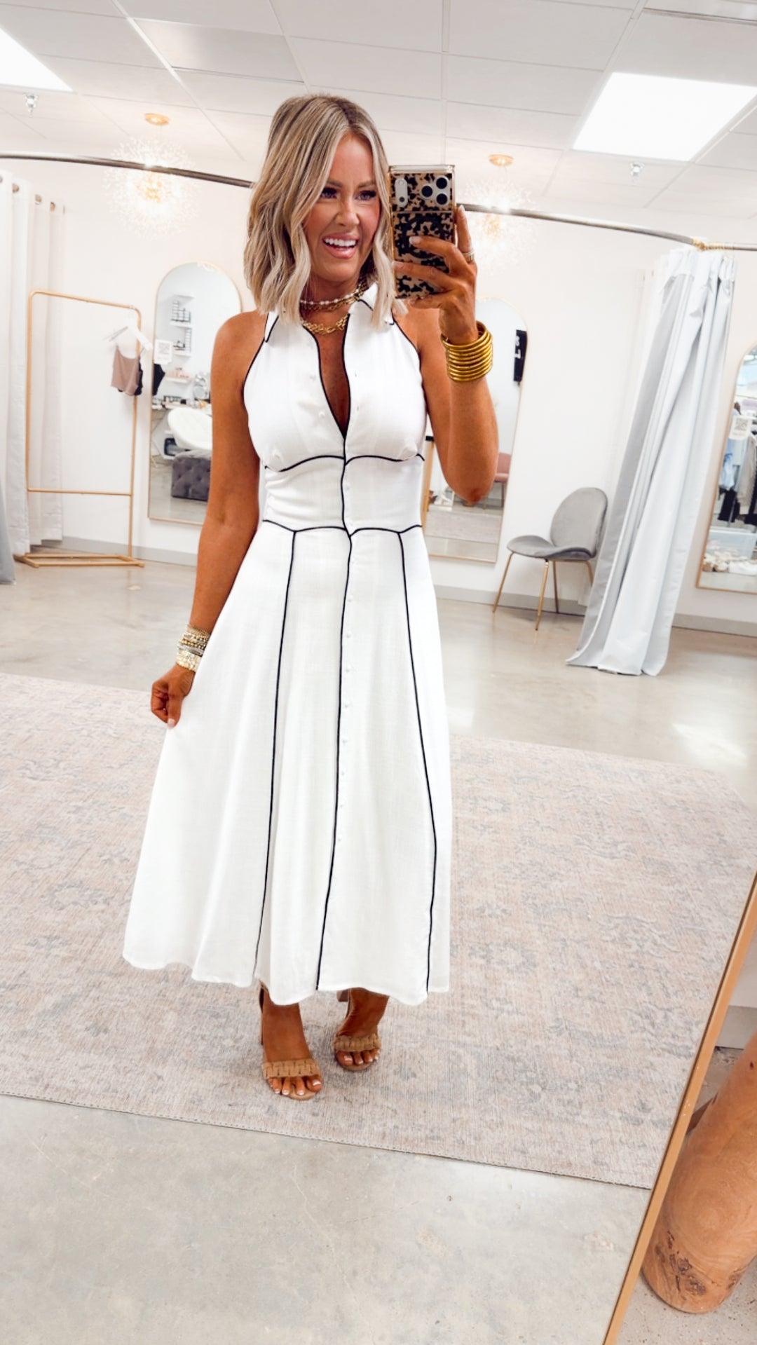 The Margaux Piped Midi Dress