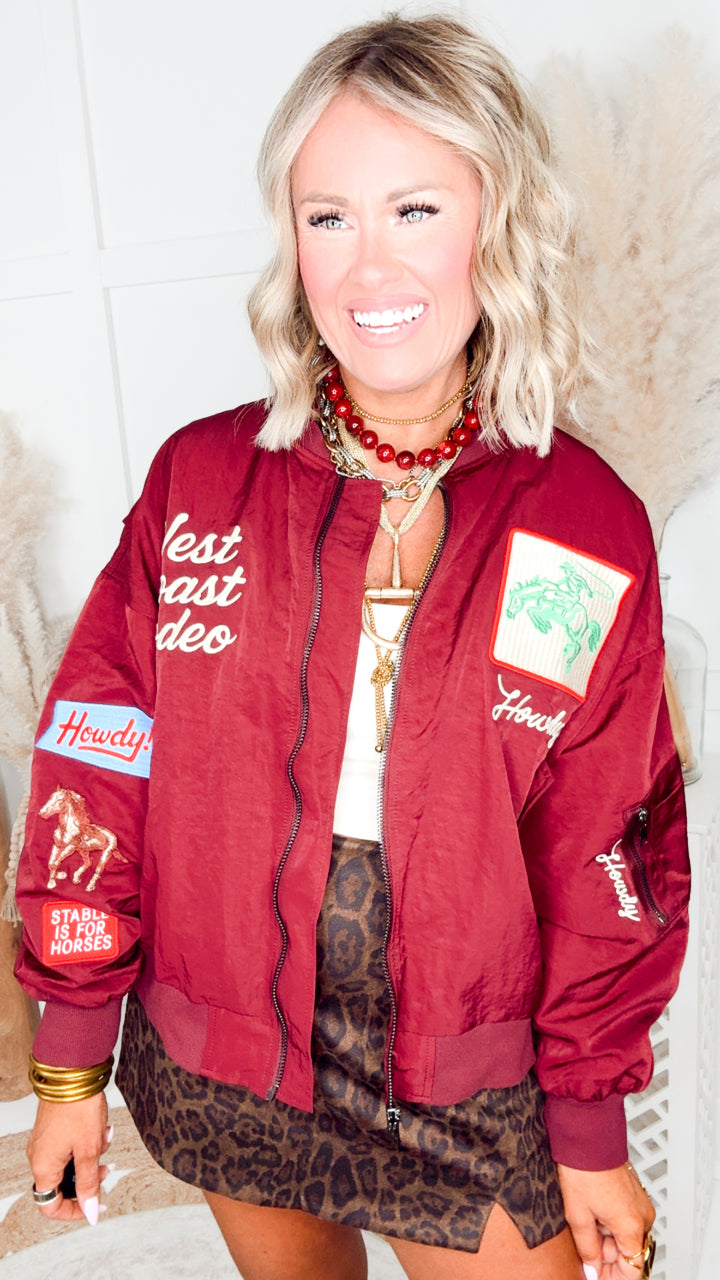 West League Bomber Jacket-Burgundy