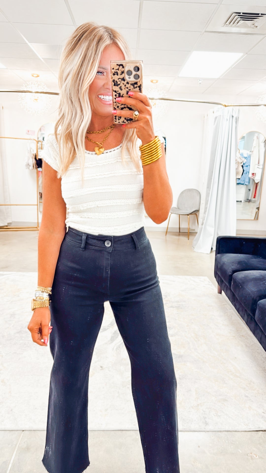 Ruffle Lace Trim Knit Crop Top- Ivory