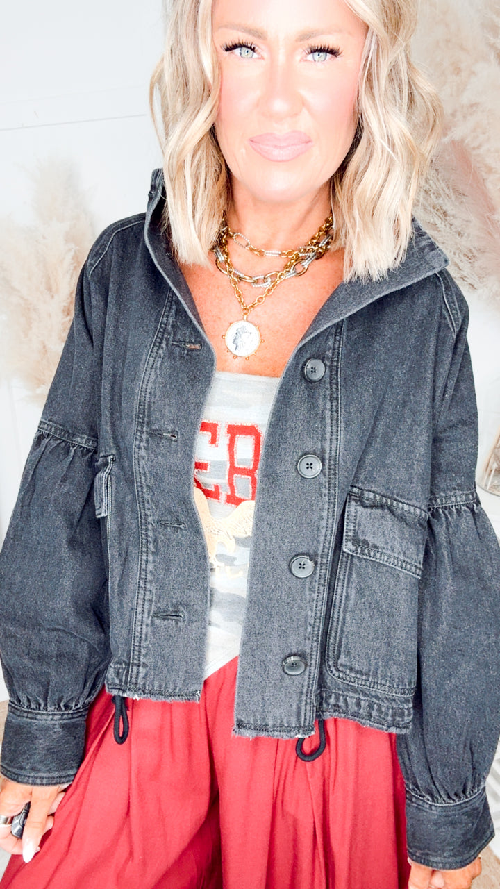 The Soho Denim Jacket-Black