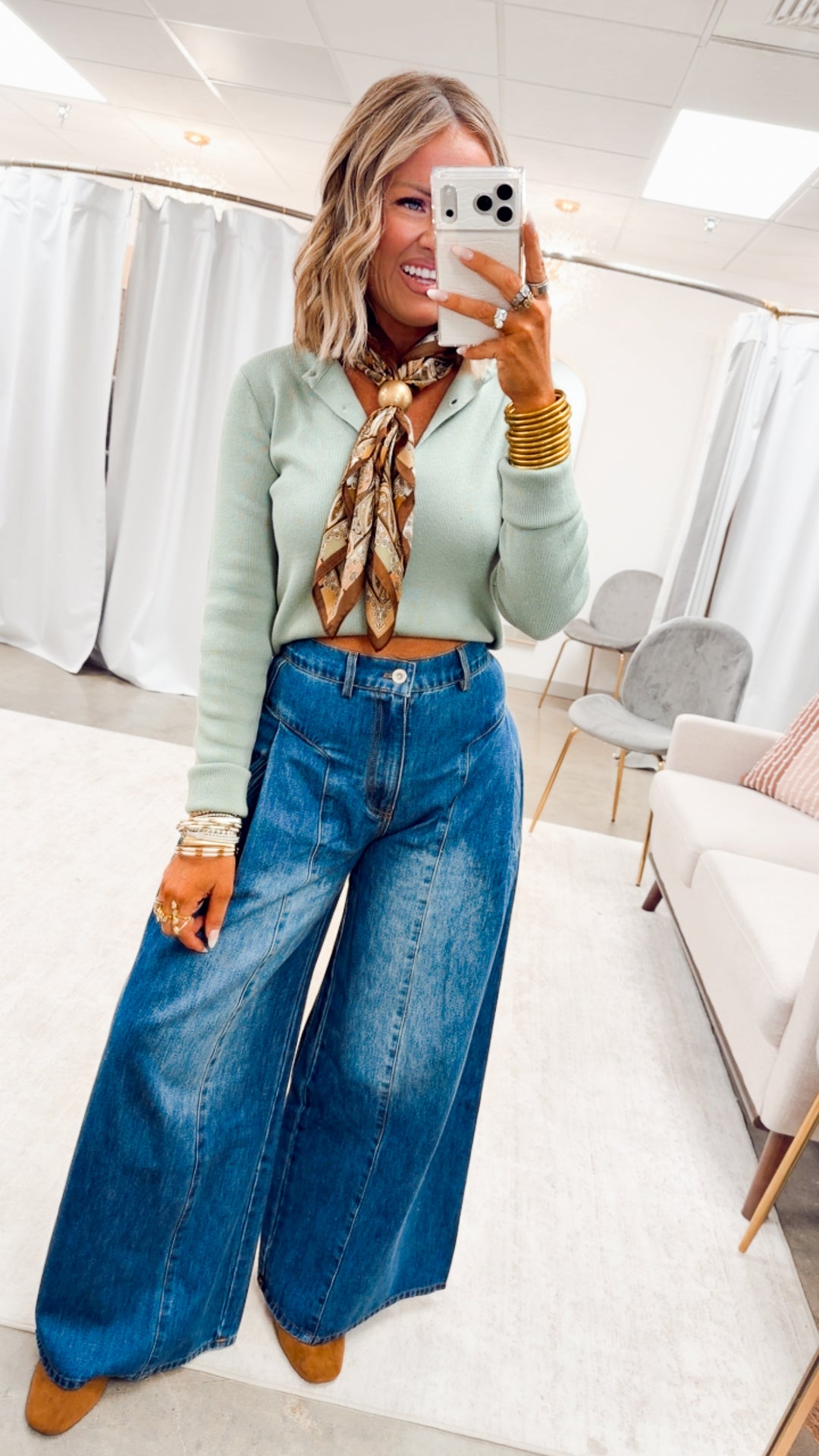 The Beckham Pleated Wide Leg Jean-Denim