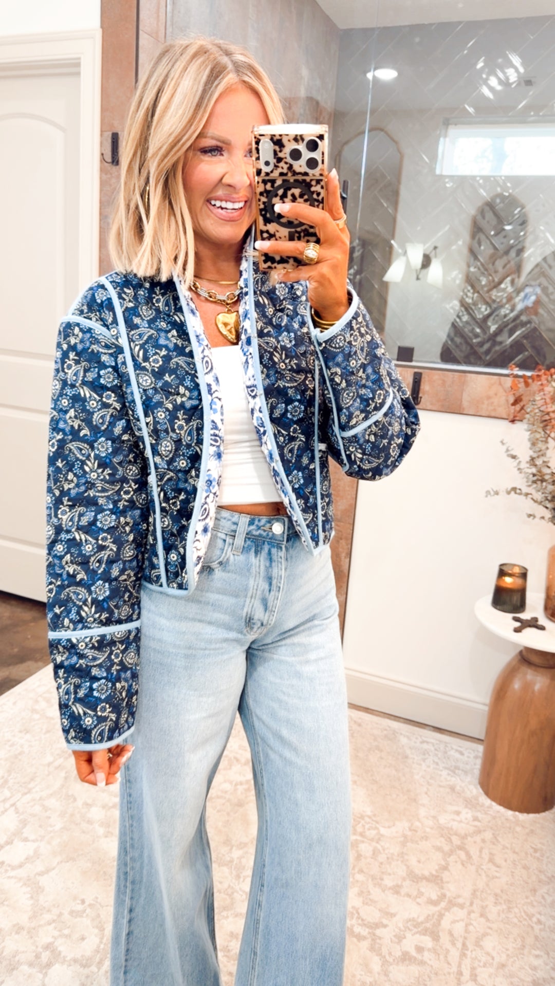 Floral Quilted Cropped Jacket