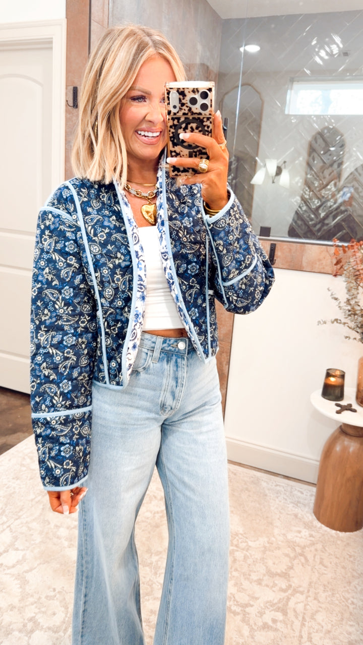 Floral Quilted Cropped Jacket