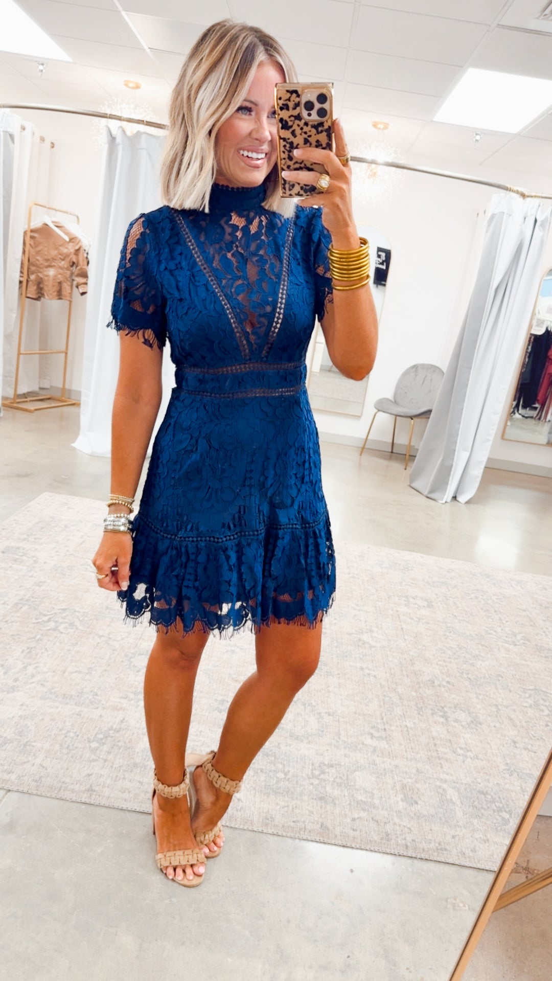 Beaumont Lace Dress-Navy