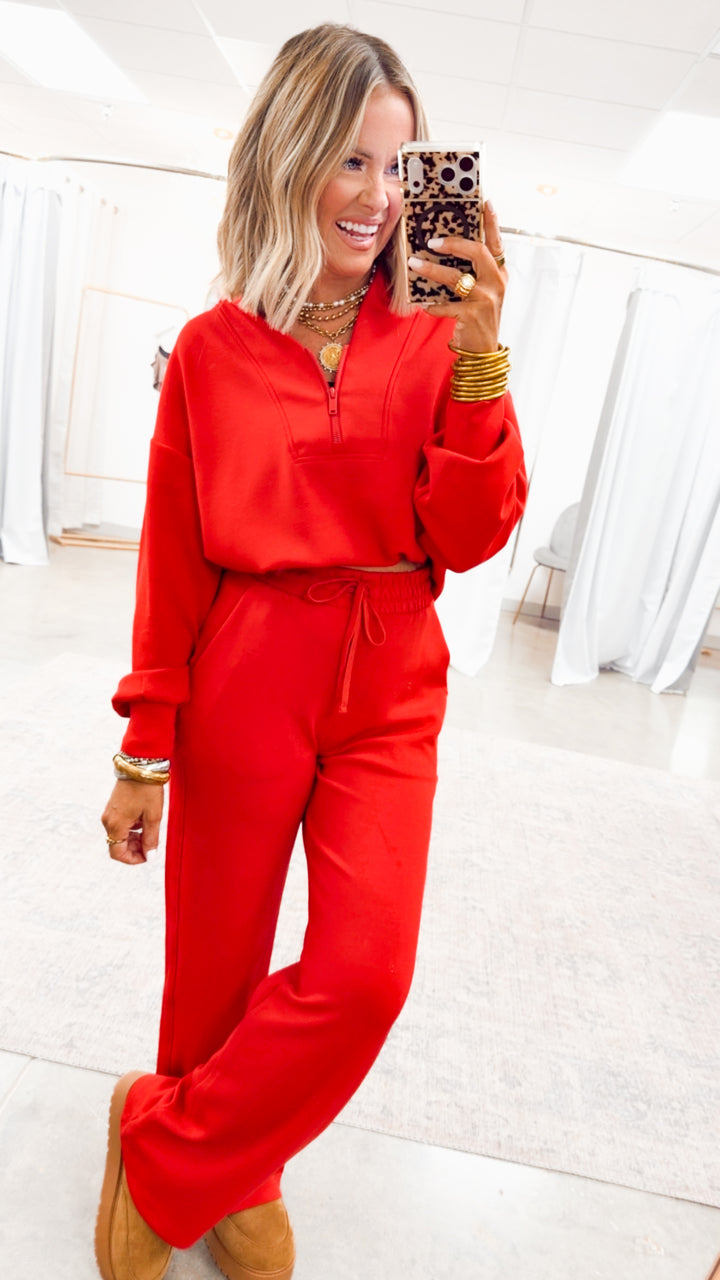 Smooth Form Half Zip Jacket-Red