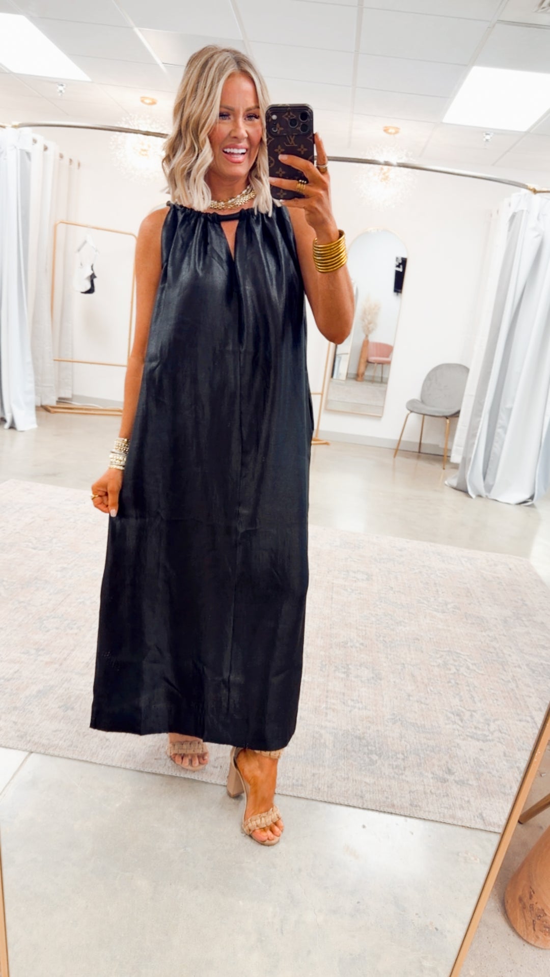 Halter Tie Back Dress-Black