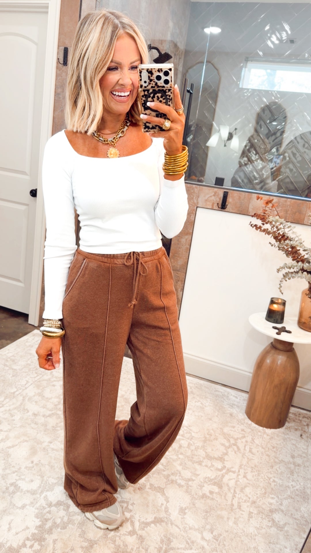 White Ribbed Long Sleeve Square Neck Top