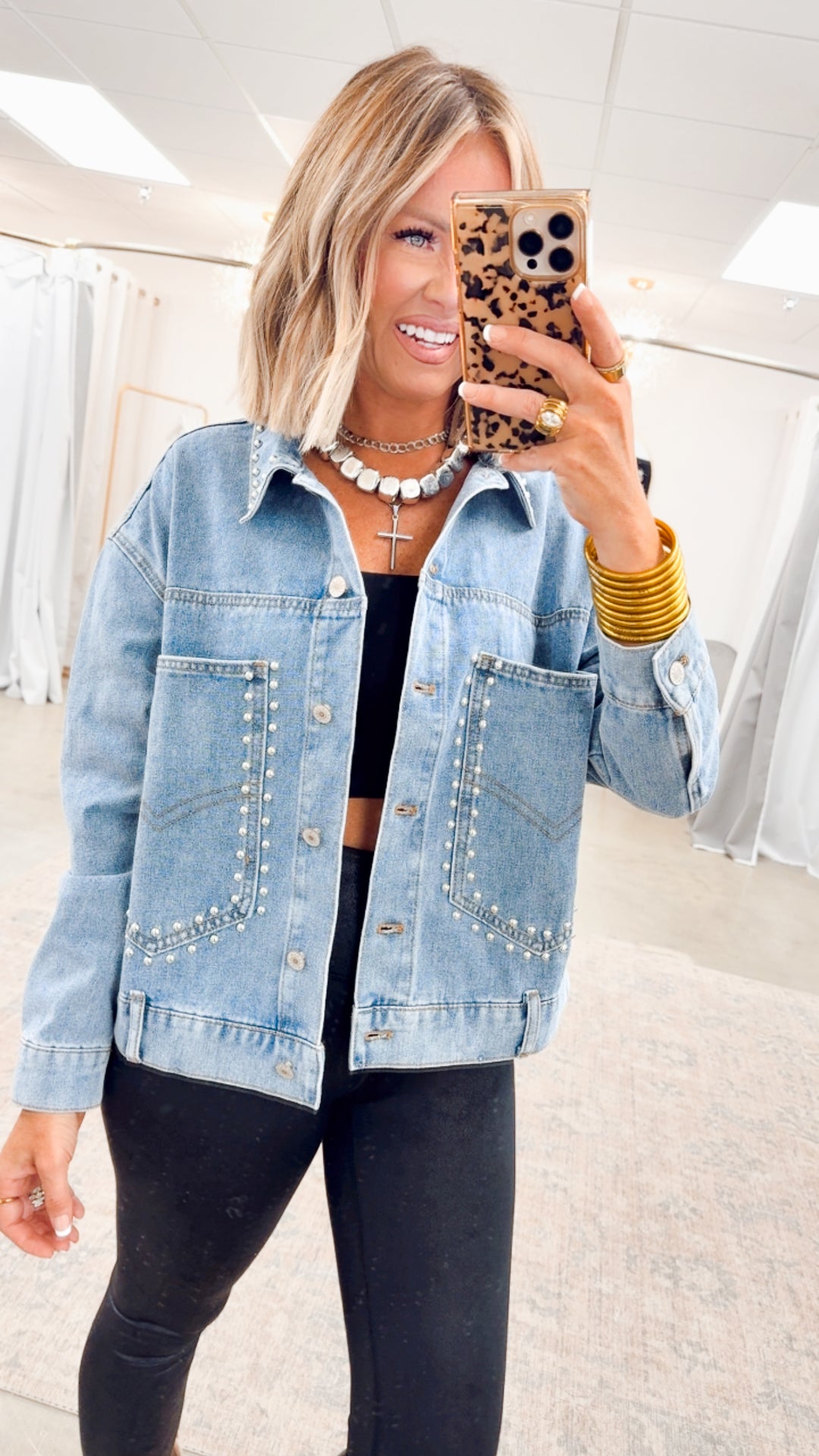 Westward Studded Detail Denim Jacket