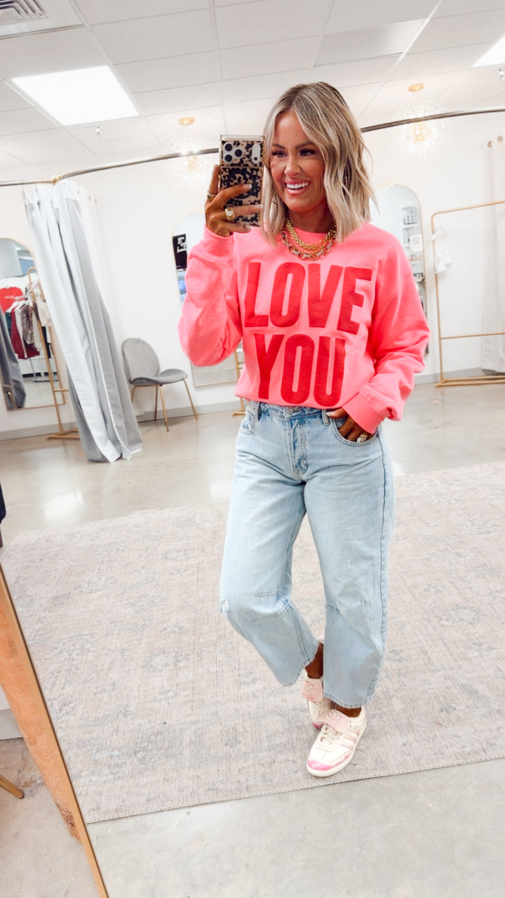 Pink Love You Puff Sweatshirt
