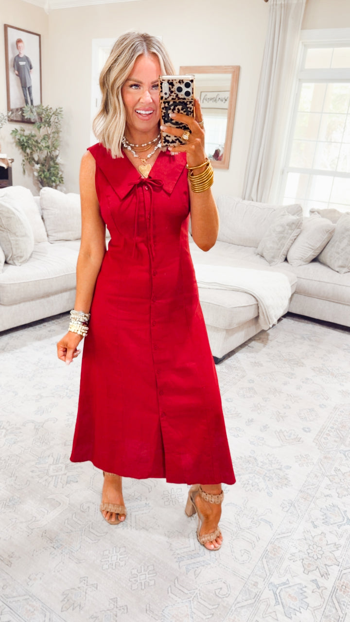 The Claire Midi Dress-Burgundy