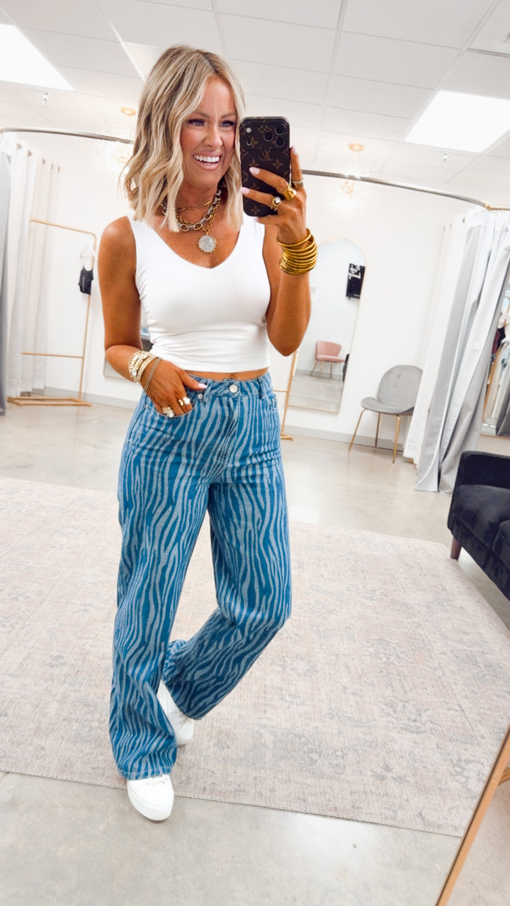 Soft Touch V-Neck Crop Tank-White