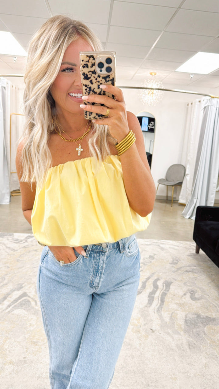 Hazel Strapless Bubble Top-Yellow