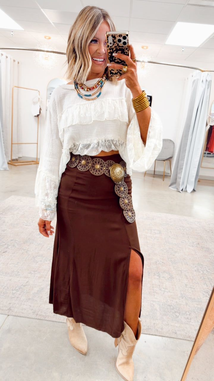 The Marlow Midi Skirt-Brown