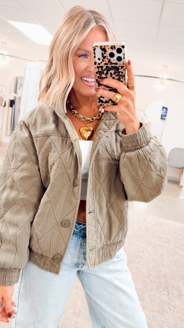 The Magnolia Quilted Jacket-Olive
