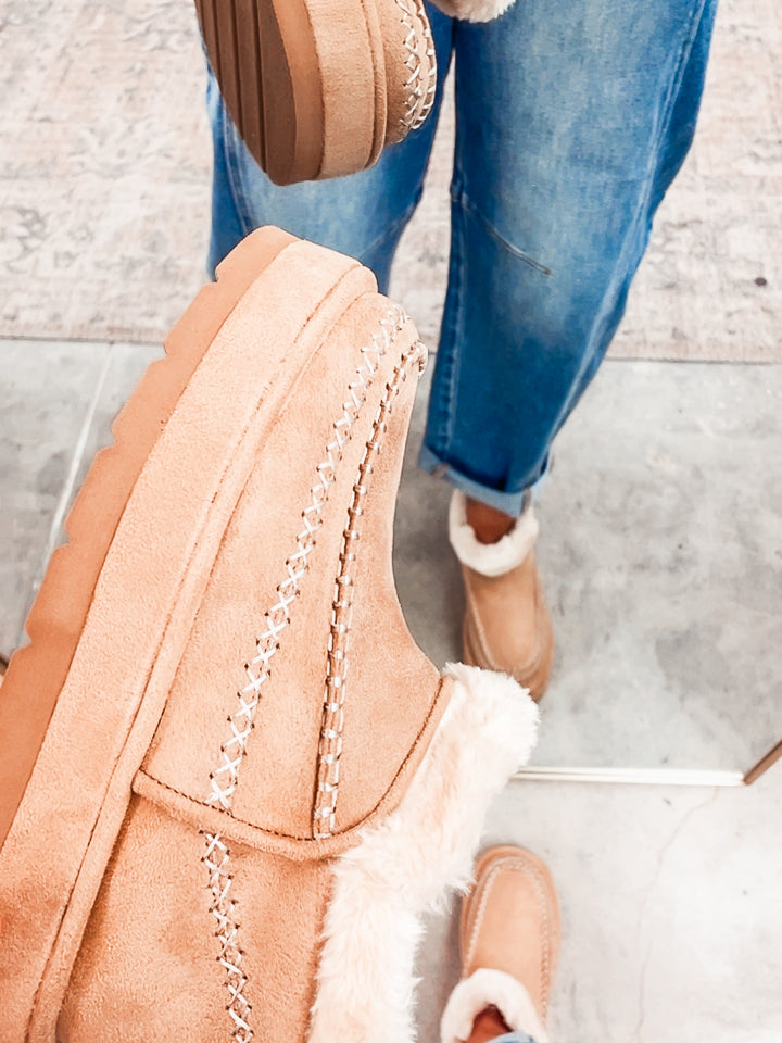 Ulla Platform Bootie-Camel Suede