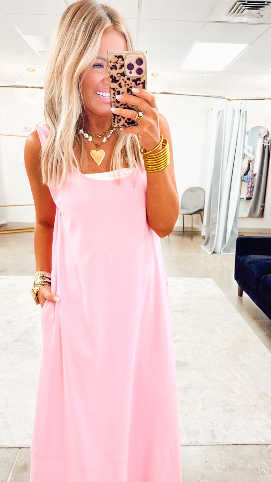 Seabrook Backless Midi Dress-Pink