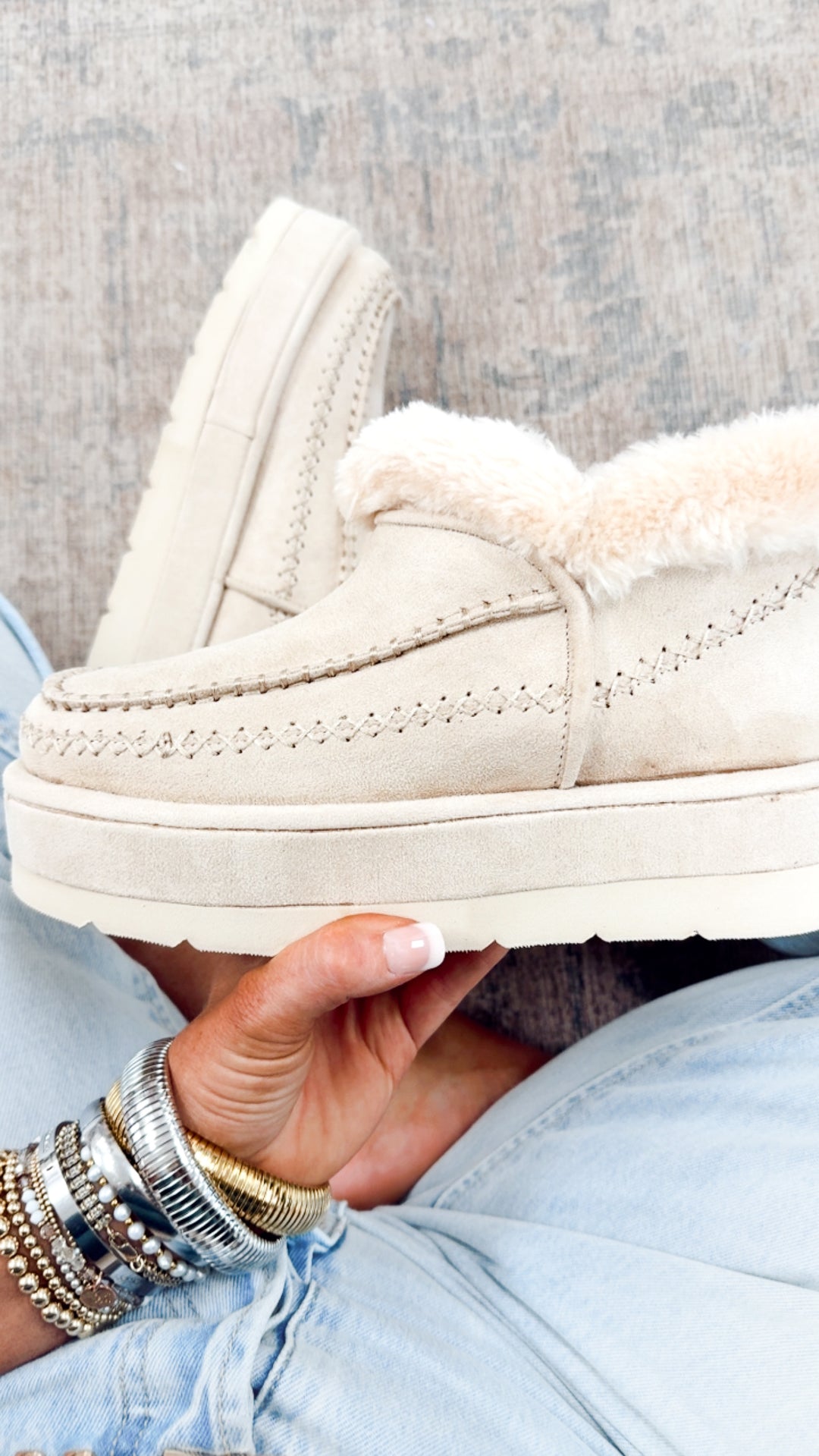 Ulla Platform Bootie-Bone Suede