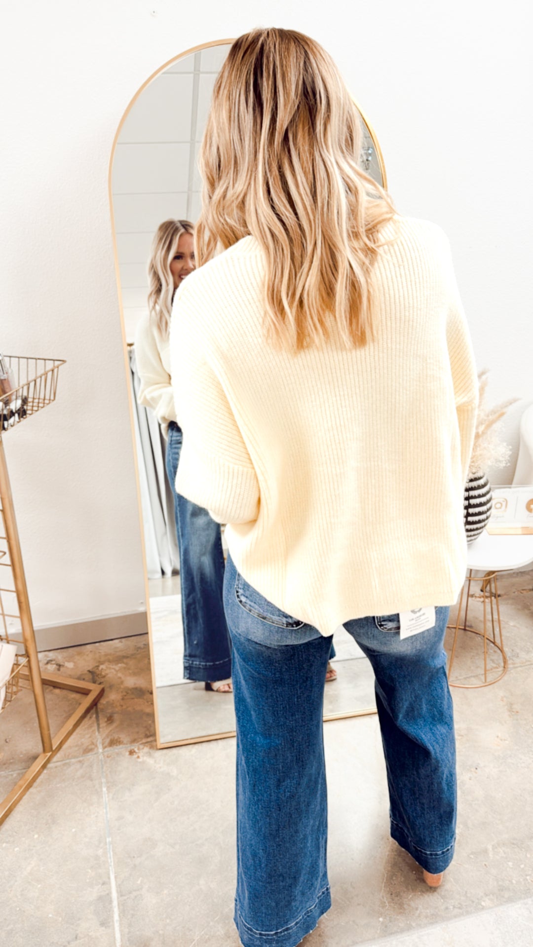 Oversized Drop Shoulder Knit Sweater-Cream