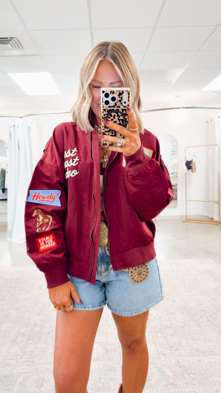 West League Bomber Jacket-Burgundy