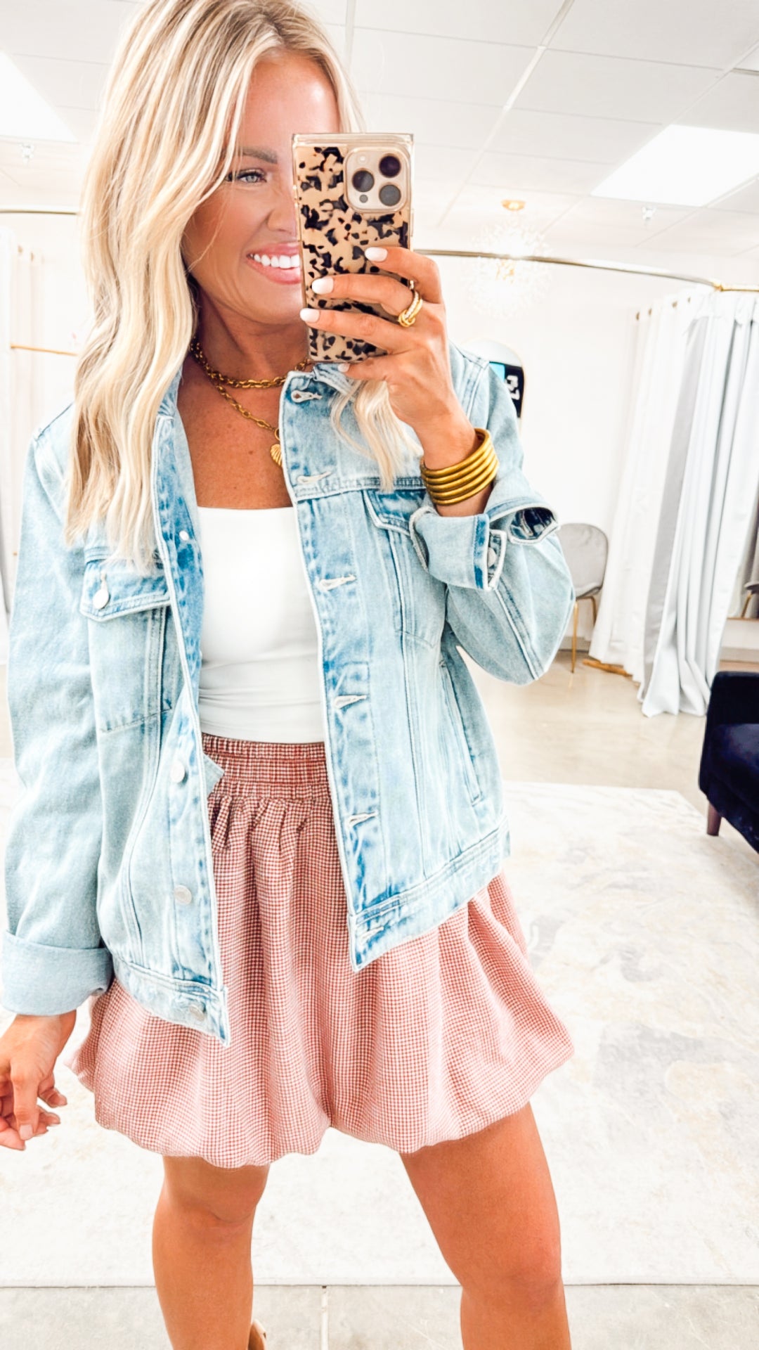 Gingham Bubble Hem Convertible