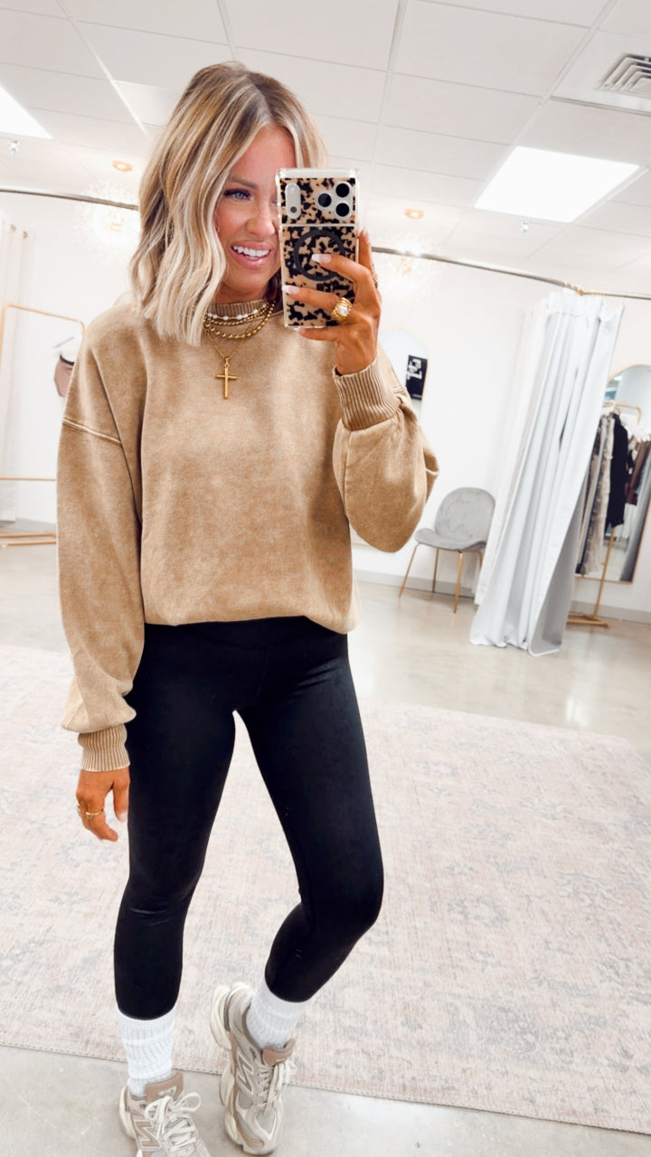 Camel Acid Washed Pullover