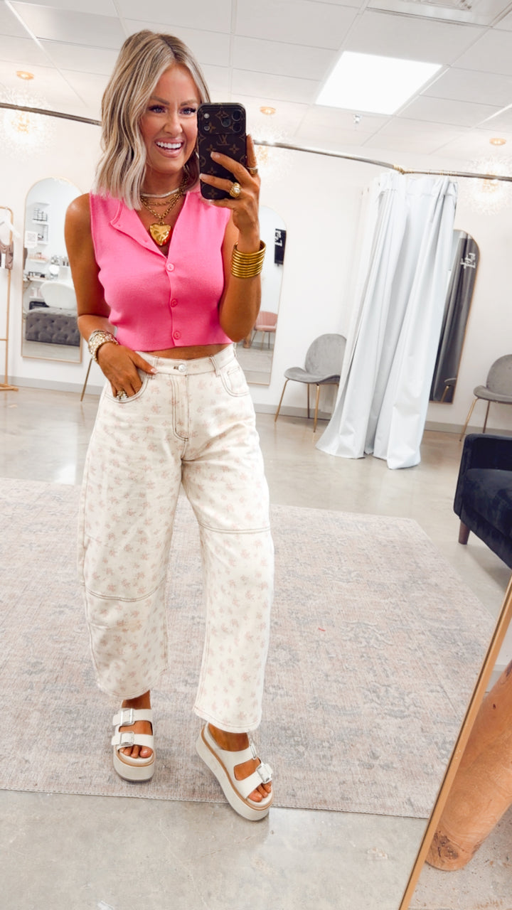 Mia Sleeveless Top-Pink