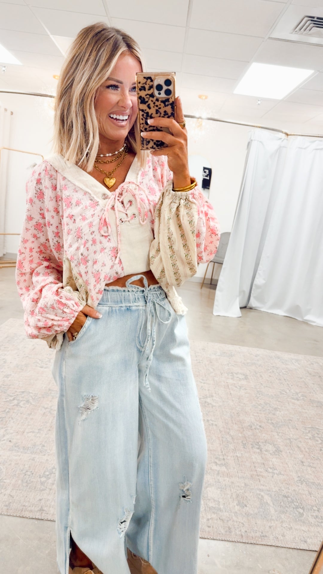 Gizelle Balloon Sleeve Blouse-Pink