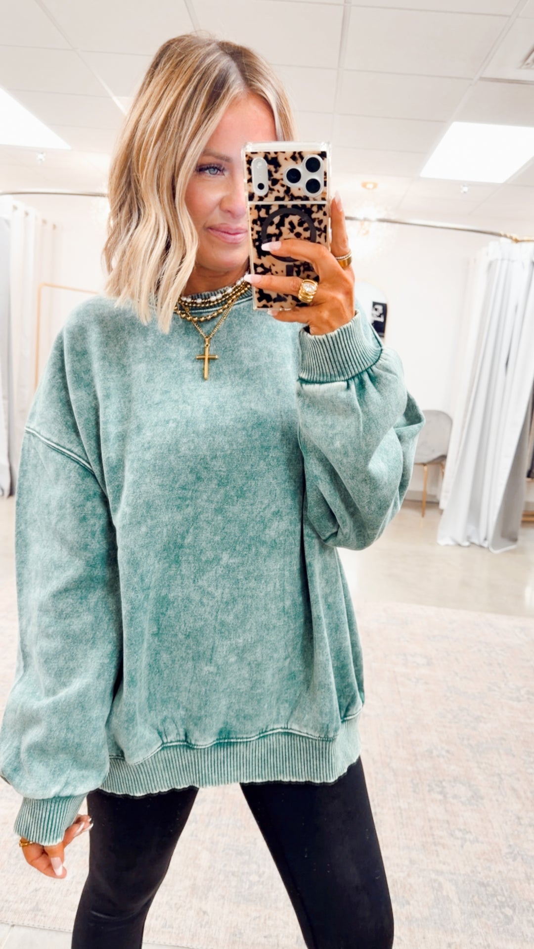 Green Acid Washed Pullover