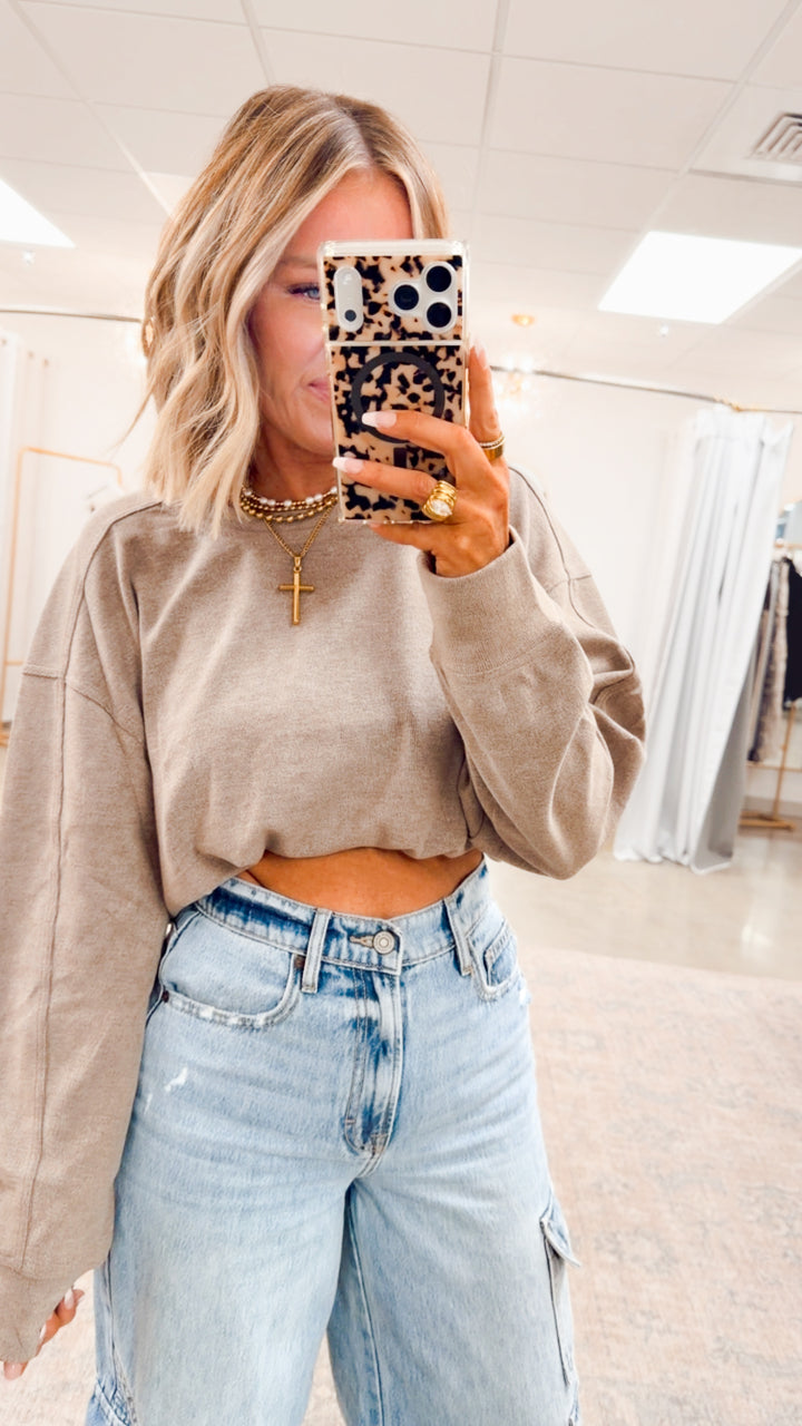 The Soft Ribbed Pullover- Dusty Mocha