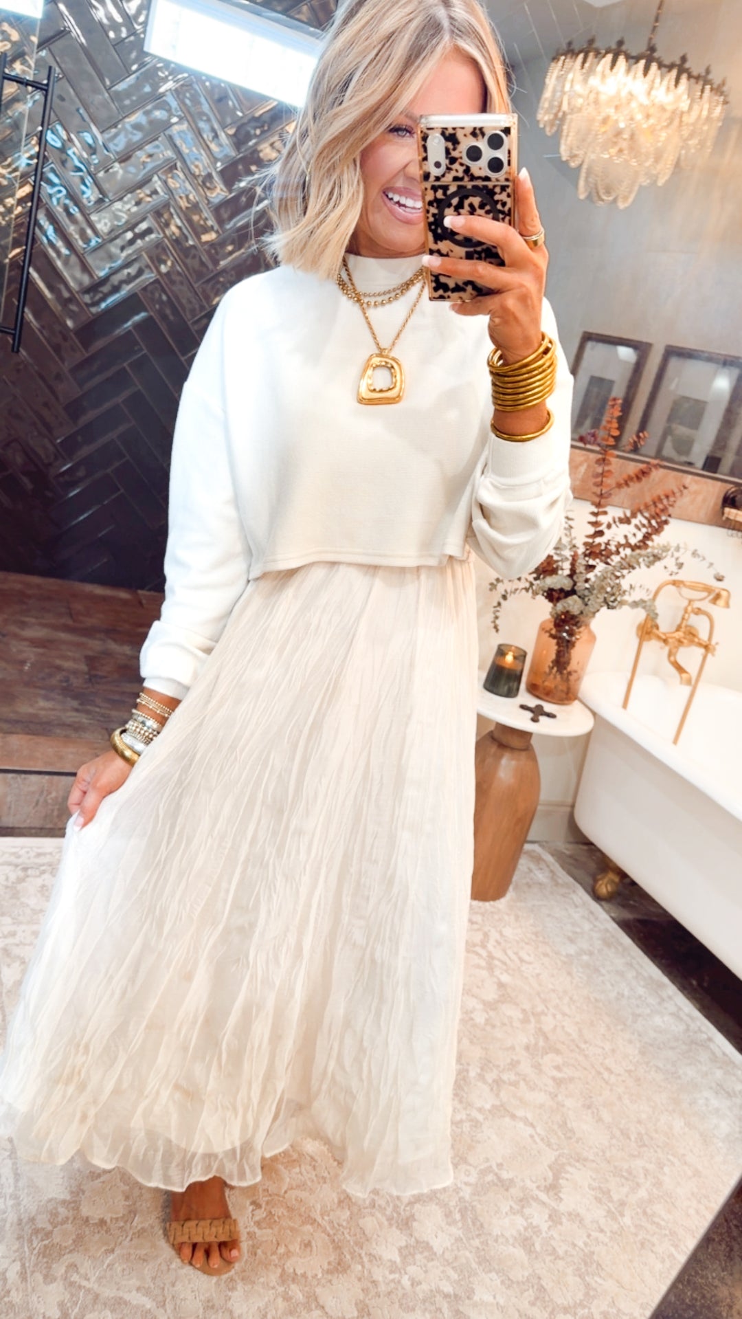 Millie Midi Skirt-Pearl