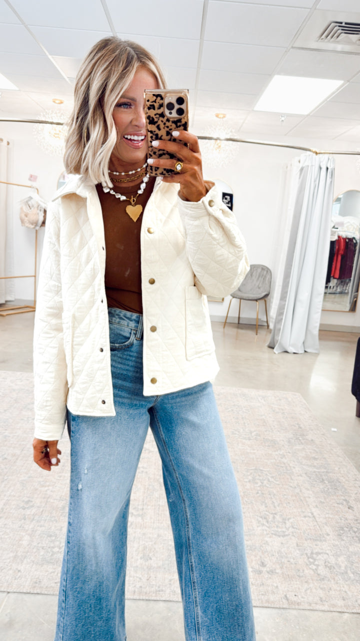 Ivy Quilted Jacket-Cream