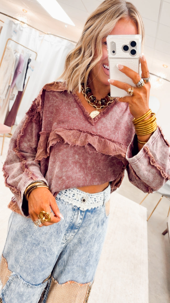 The Retro Rhapsody Top-Burgundy