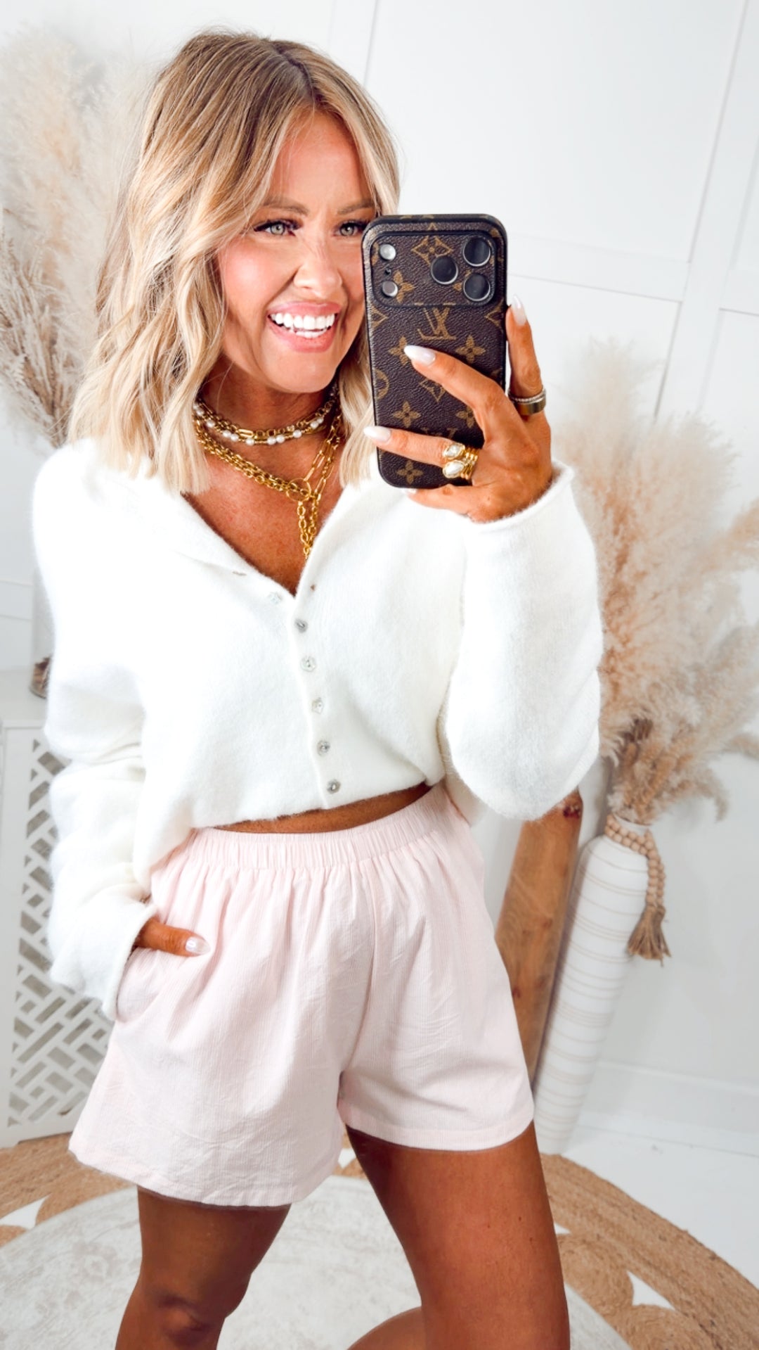 Easy Days Stripe Shorts-Pink