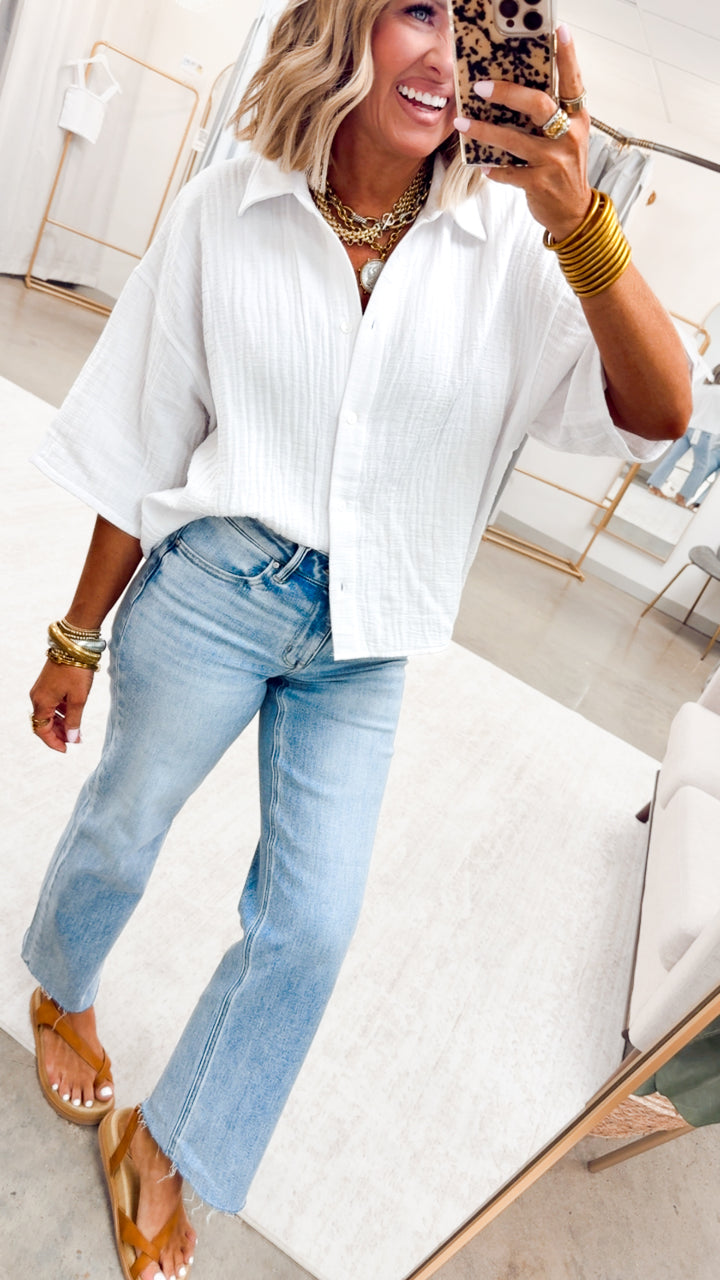 The Lankin Gauze Button Up Top